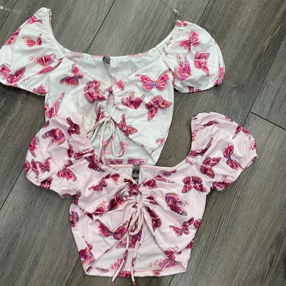 Crop top white pink bundle two tops - Picture 3 of 5